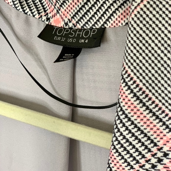 Topshop Checked Duster Coat Size 0 Open Front Lightweight ✅ - Picture 6 of 8